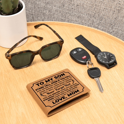 To My Son Stand Tall (Black) – Leather Wallet