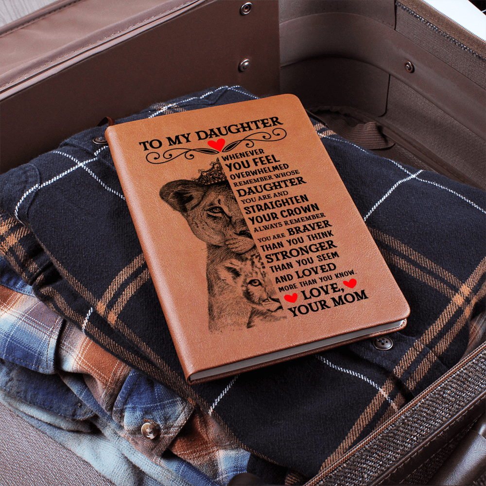 To My Daughter Lion Crown – Leather Journal